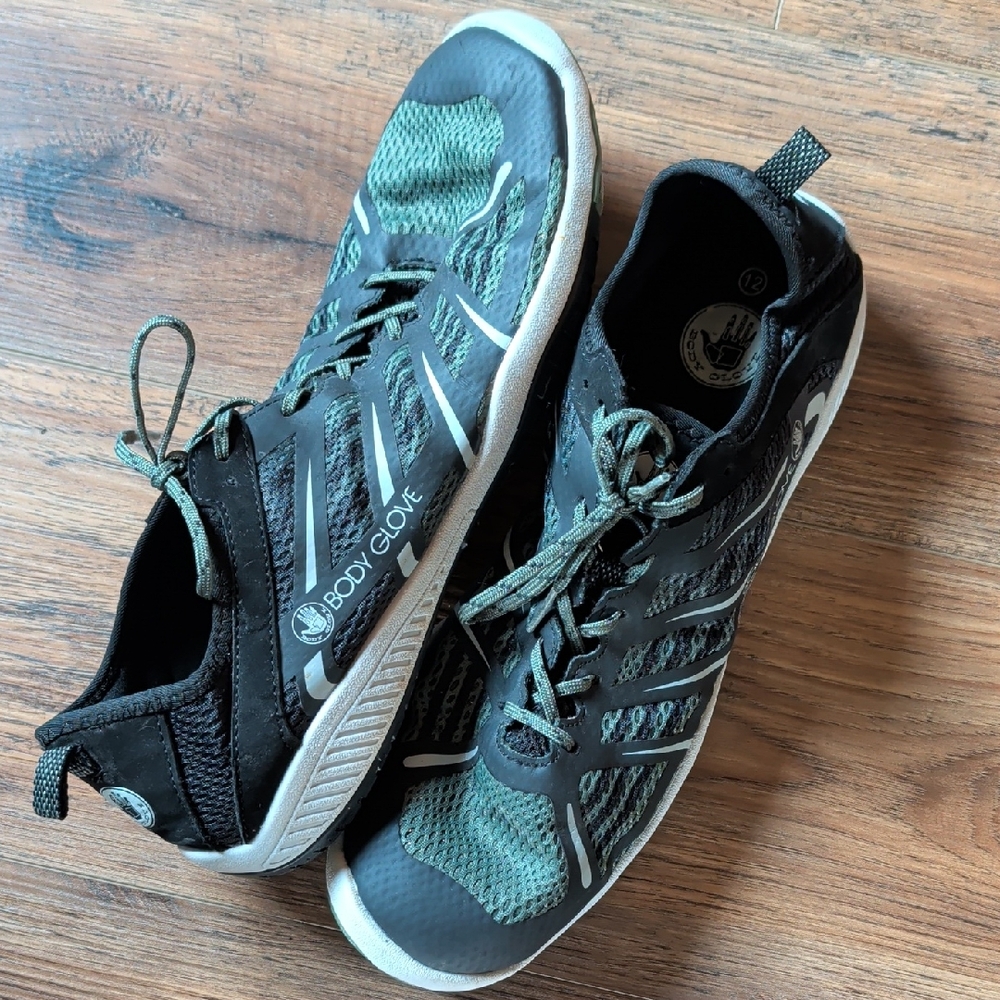 Body Glove Athletic Water Sneakers, Size 12, Black, Dark Green, Ash Gray